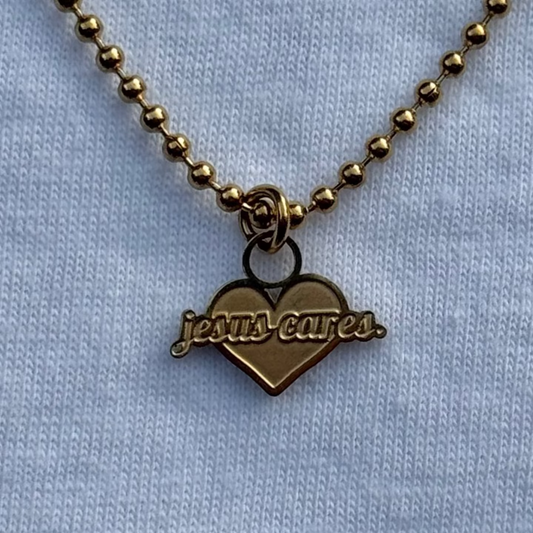 (Gold) Jesus Cares Chain Necklace